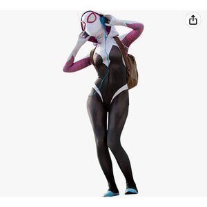 Cosplay Life Spider Gwen Cosplay Costume Halloween Bodysuit W/Mask and Lenses